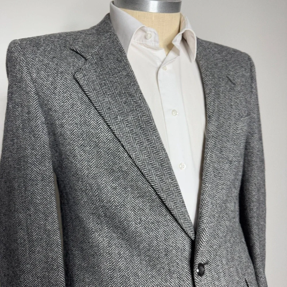 Kuppenheimer Blazer‎ Sport Coat 42L Mens Gray Herringbone Tweed